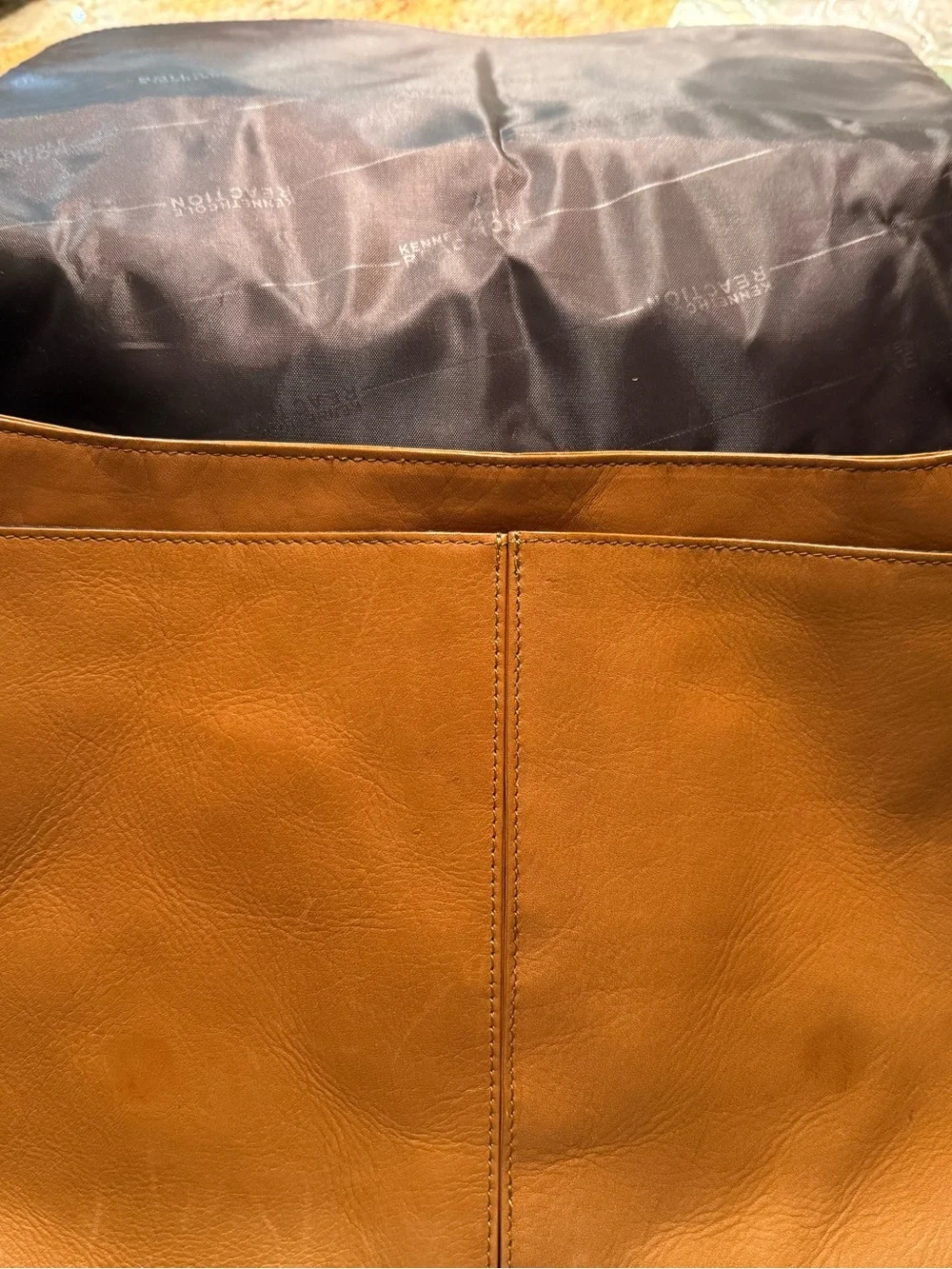 Kenneth Cole Reaction Cognac Leather Messenger Bag